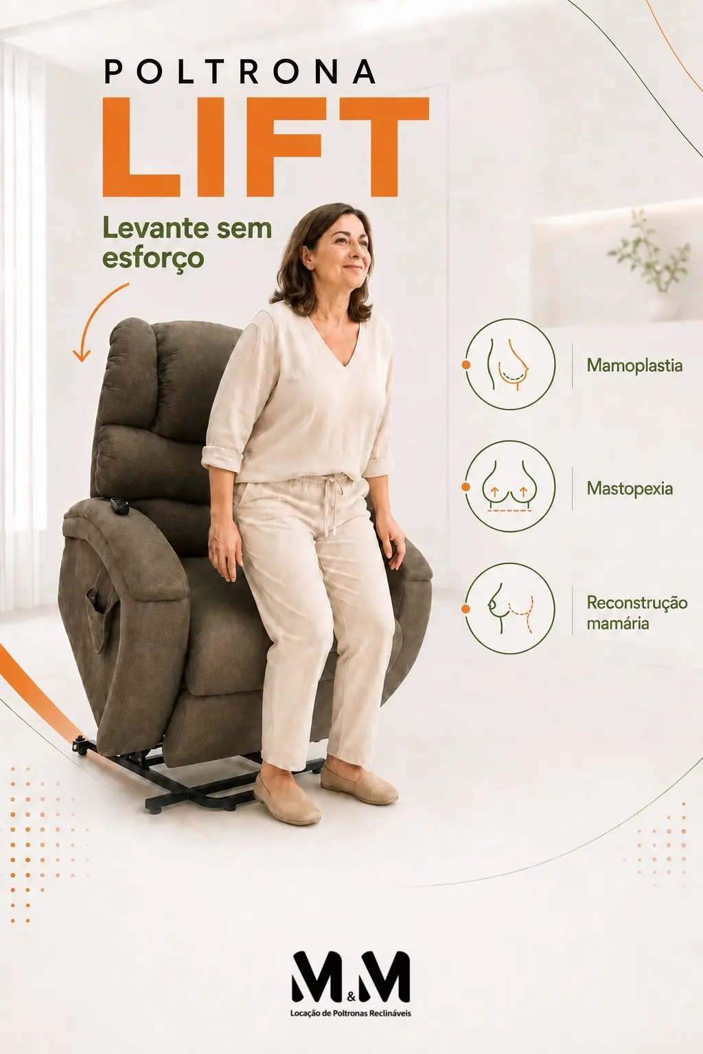 Poltrona para Mamoplastia e Mastopexia em Brasília — poltrona elétrica reclinável